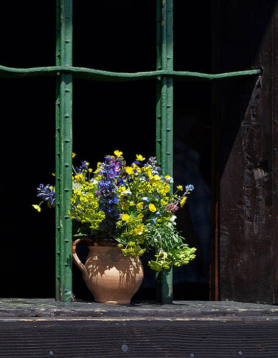 lúčne kvety okna chaty Baske